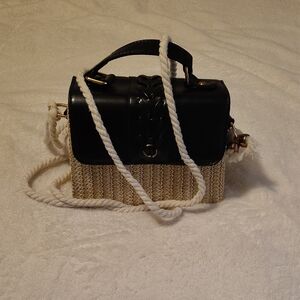 Black and Tan Woven Handbag